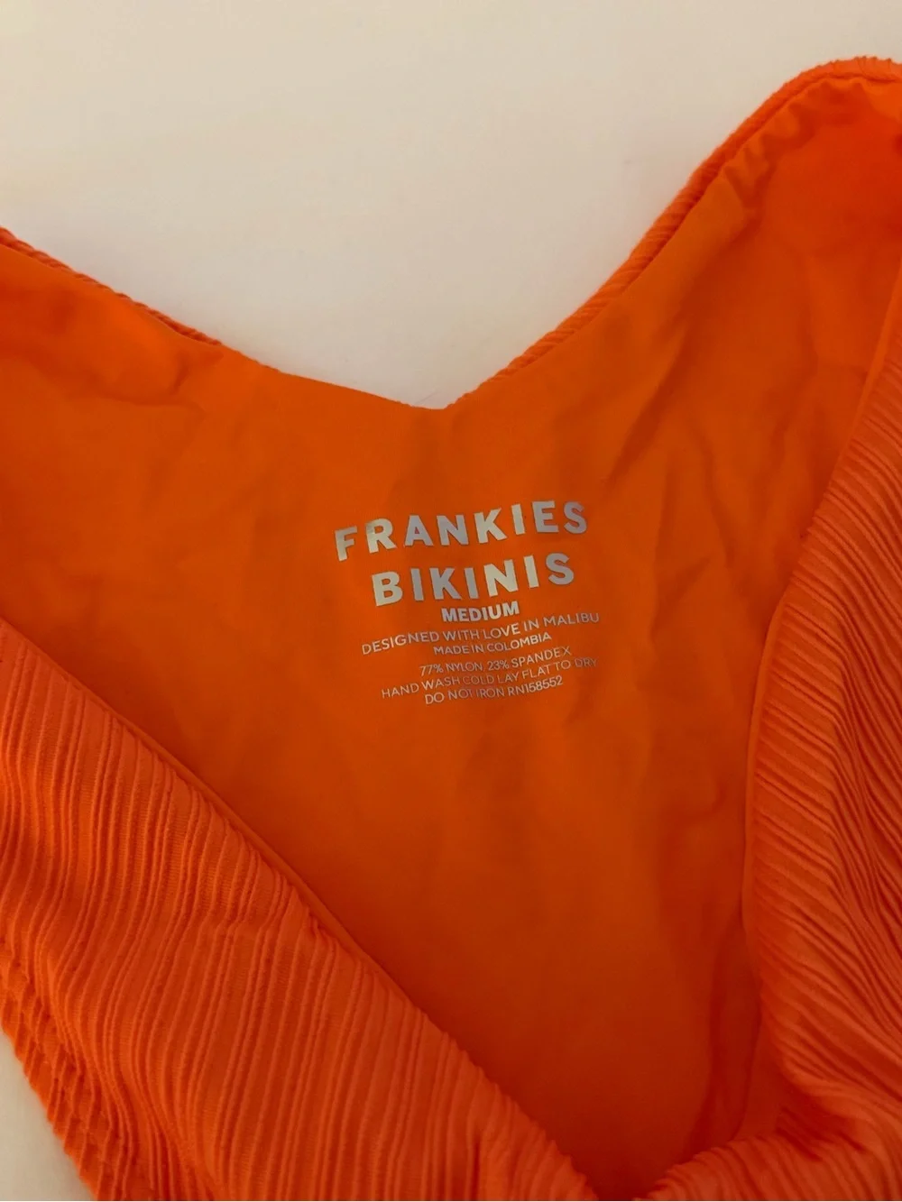 NWOT Frankie’s Bikinis Orange Ruched Triangle Bikini Set